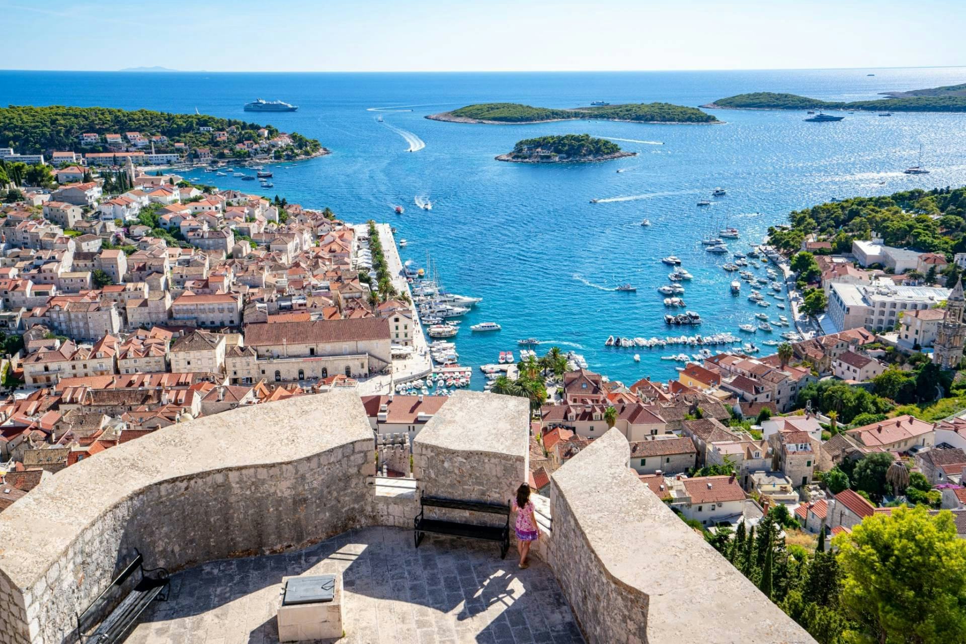 The last stop for the day is in Hvar town on Hvar island. The Mediterranean look of the city, a fortress that dates from the 7th century with an unbelievable view from the top and one of the most beautiful city harbors is the reason why so people love this town so much.